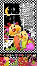 NEW Loralie Designs - Kitty Couple Quilting and Crafting Fabric Panel