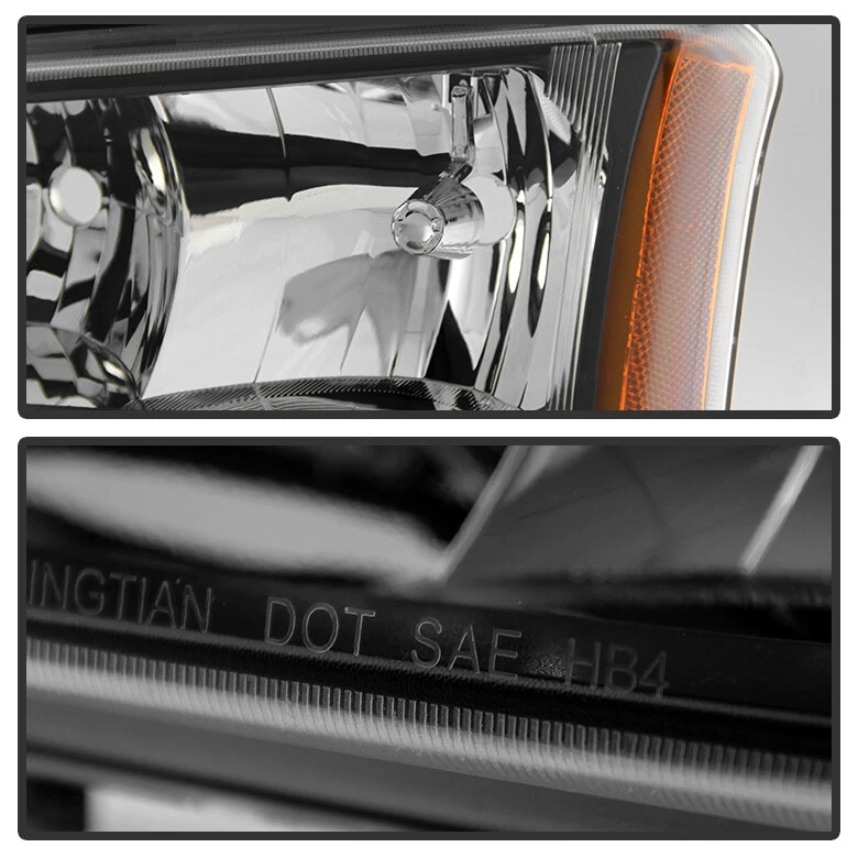 Black 2003-2006 Chevy Silverado 1500 2500 3500 Headlights+LED Tail Lights Lamps - Imagem 3 de 4