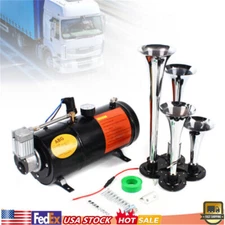 4 Trumpet Train Horn Kit with 150 PSI Air Compressor For Car Truck Train 150DB~