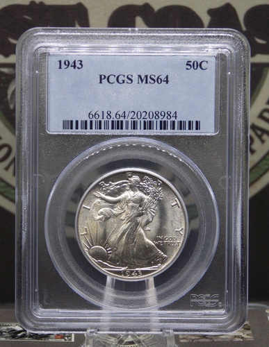 1943 "P" Walking Liberty SILVER Half Dollar 50c PCGS MS64 #984 BU Unc ECC&C, Inc - Picture 3 of 5