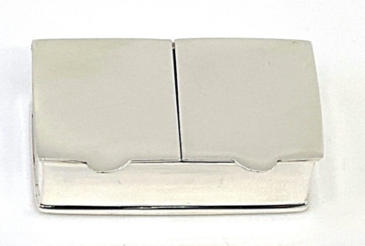 Rechteckige schlichte Pillendose mit Doppelfach 925 gepunzt Sterlingsilber