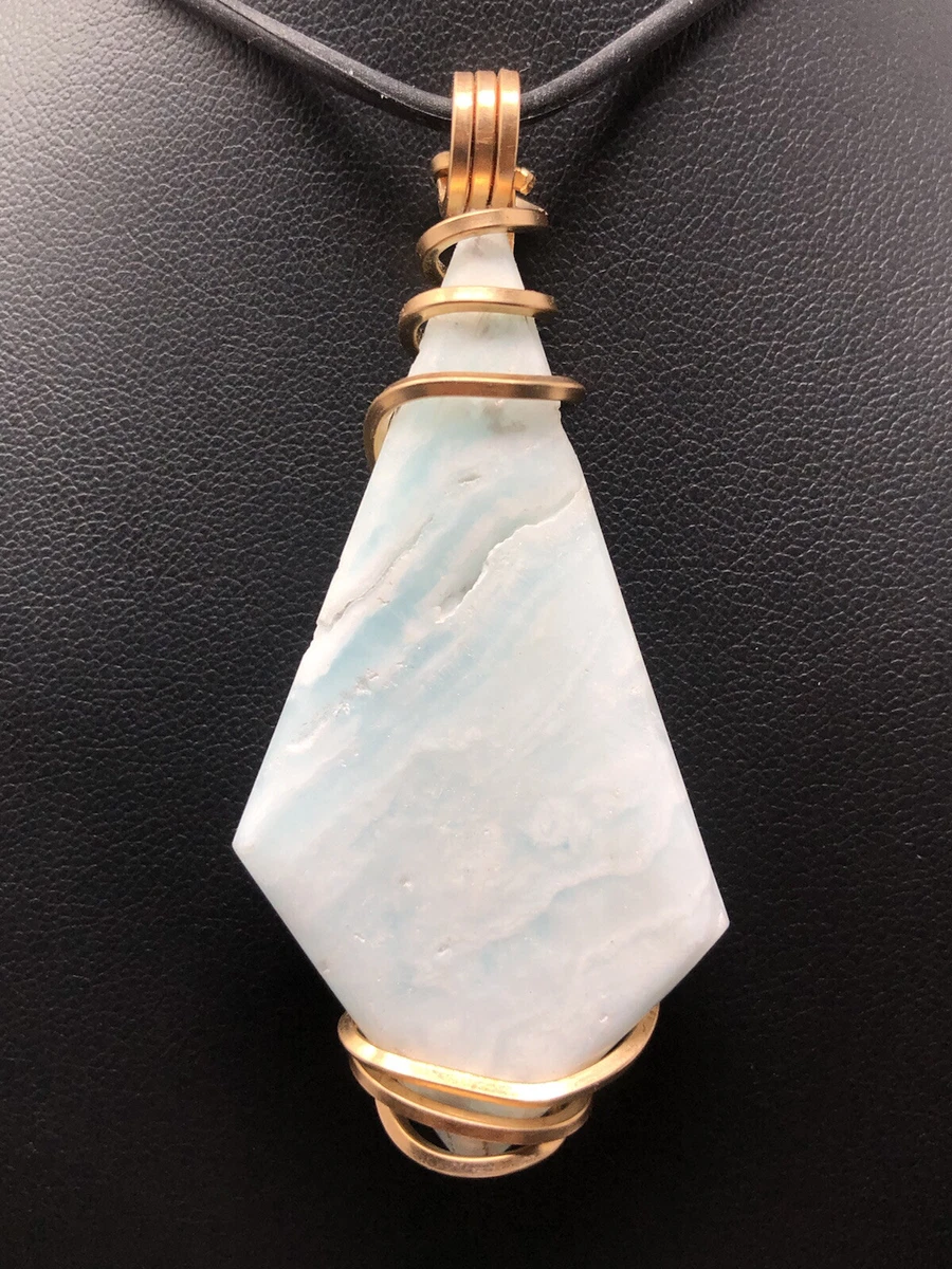 Large Caribbean Blue Calcite Bronze Pendant ONLY Aragonite