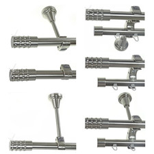 Rohr + Innenlauf Gardinenstange Edelstahl Look 20mm oder Zusatzlauf Kristall E39