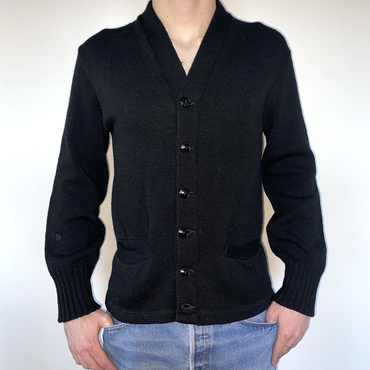 【古着】60's vintage mohair cardigan black 60s mohair cardigan - Gem