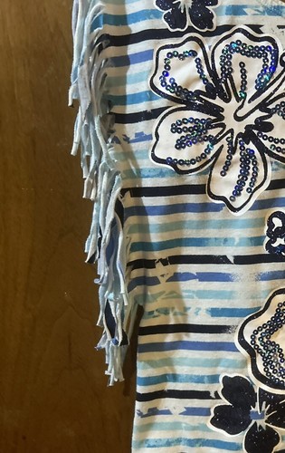 Justice Girls One Strap Top Embellished Top Shelf Bra Stripes Fringes Size 10 - Picture 9 of 20