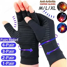 Copper Compression Gloves Carpal Tunnel Arthritis Joint Pain Relief Hand Support