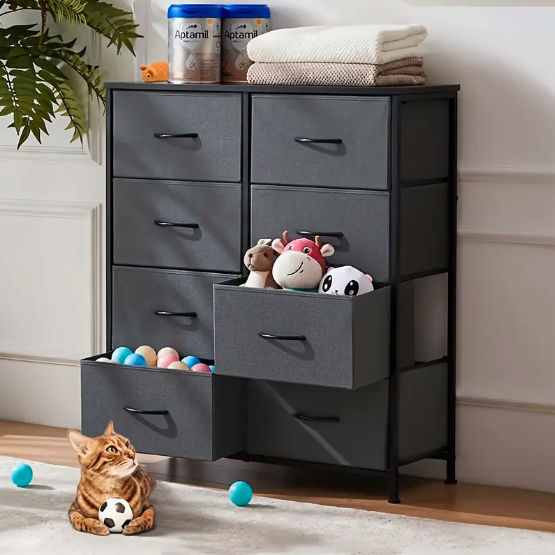 Fabric Closet Organizer with 8 Drawers and Metal Frame for Bedroom-image