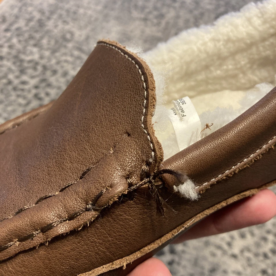 Zapatillas forradas de piel de oveja marrón oscuro Orvis para hombre ~ 9 *Leer la descripción* Foto 2 de 4