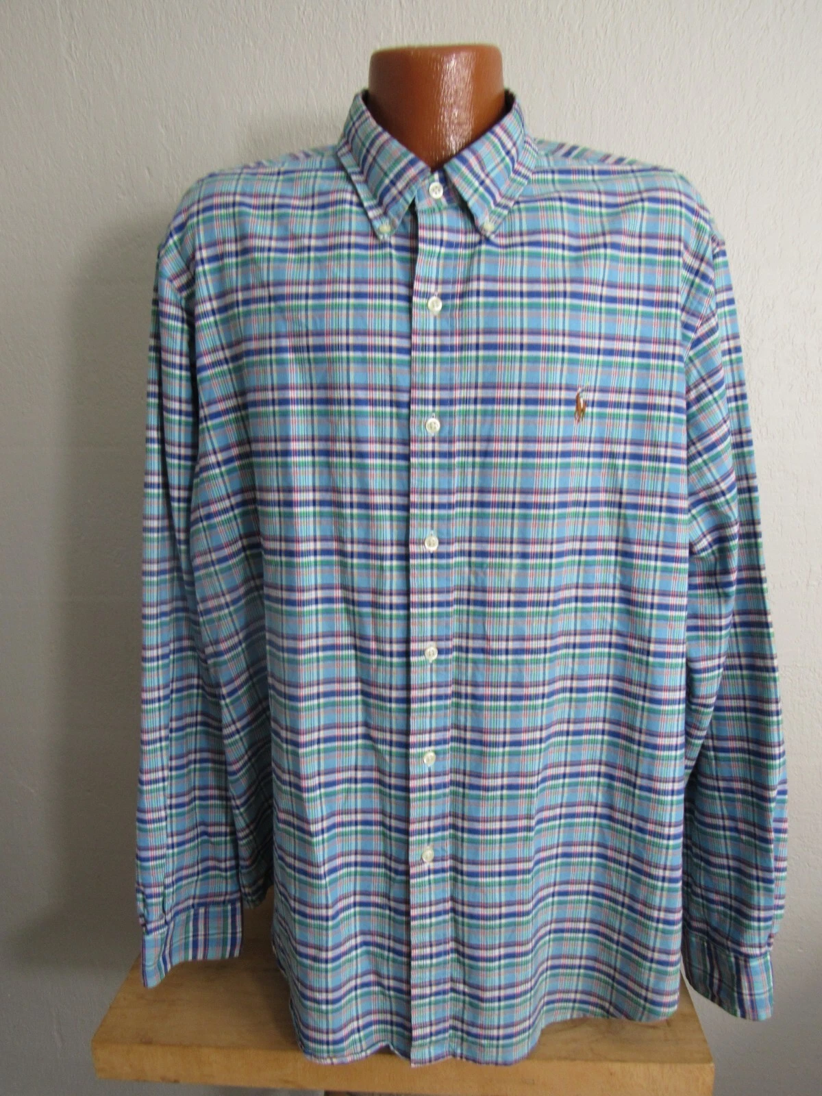 Polo Ralph Lauren Turquoise Check XL Button Down Shirt!