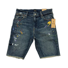 POLO RALPH LAUREN Jeans Shorts Youth 18 Sullivan Slim Fit Fray Blue Denim NWT