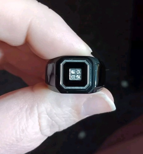 The Danbury Mint Black Ice Genuine Diamond Stainless Steel Men's Ring Size 11 🔥 - Picture 2 of 9