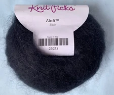 NEW Knit Picks ALOFT 75% Mohair & 25% Silk Yarn Black Lace Weight Made in Italy