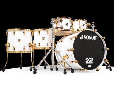 Sonor SQ2 5pc Beech Shell Pack - Solid White Lacquer w/Gold Hardware