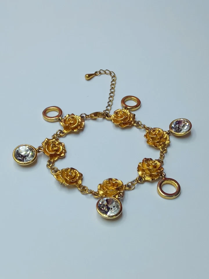 Pulsera URSS ROSE Latón Chapado en Oro Cristal Piedra Buen Estado Foto 3 de 4