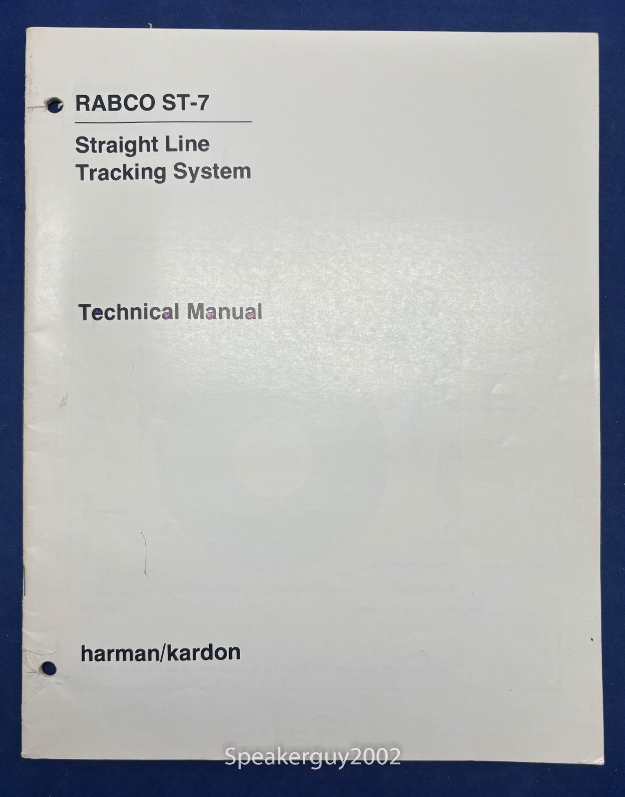 Original Harman Kardon - Rabco ST-7 Turntable Technical - Service Manual -- CS1