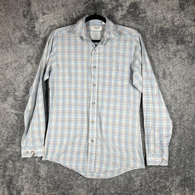 Levi's Shirt Mens S Blue Plaid Long Sleeve Button Up Cotton Casual Point Collar