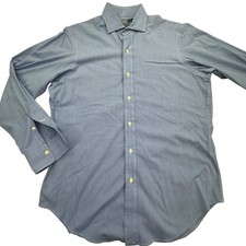 Polo Ralph Lauren Shirt Mens 15-33 Blue Estate Micro Check Dress Button Down