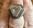 Vintage 925 Sterling Silver 18 grams  Art Deco Ring Clear Stone Sz 6