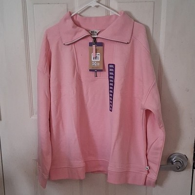 Eddie Bauer Women s 2XL Pink Solid Collared Quarter Zip Pullover Sweatshirt