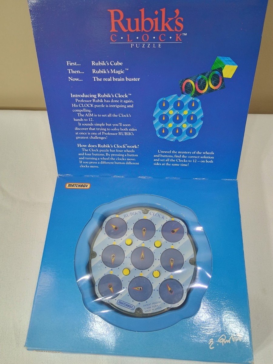 Vintage Rubik's Clock Puzzle 1988 Matchbox Retro Complete w/ Box