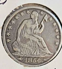 1854-O SEATED LIBERTY SILVER HALF DOLLAR w Arrows Rare New Orleans Mint 🔥