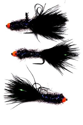 Egg Sucking Leech Fly Purple Black Size 8 Trout Steelhead Streamer Barbless Lot3
