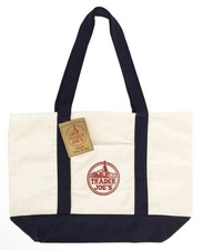 Trader Joe  s Bag Canvas Reusable Heavy Cotton Basic Style Shopping Navy Large