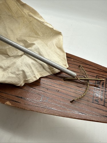 Antique Nautical Wooden Model Sailboat A•Rici•Toy Iowa 21”W x 30.5”H •1947 Box - Picture 7 of 24