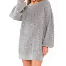 Show Me Your Mumu Social Sweater Dress Silver