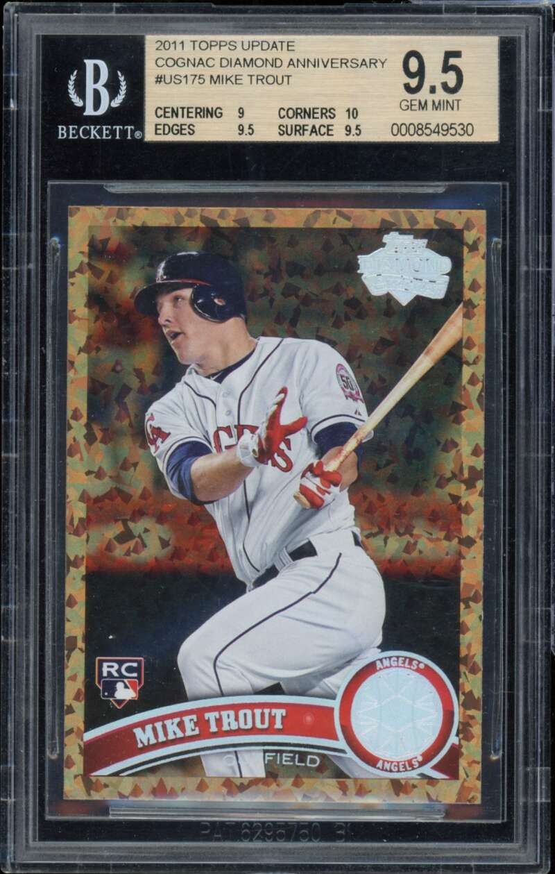 Mike Trout Rookie 2011 Topps Update Cognac Diamond Anniversary #US175 BGS 9.5