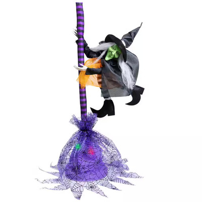Animated Flying Witch with Broom Halloween Decoration-25 ''