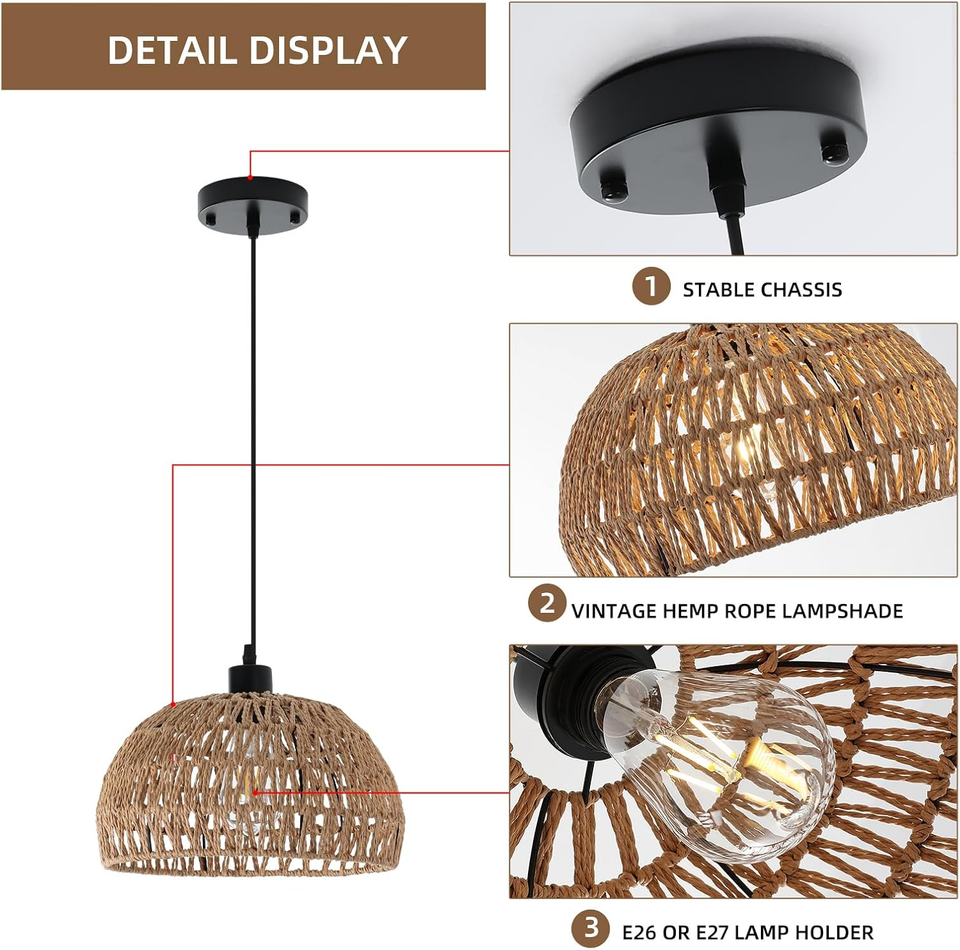 DOITOOL Paralume A Clip In Tessuto Floreale - 25 Cm - Stile Vintage Rustico Per Lampadario E27