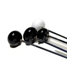 Lot of 4 Vtg/Antique Glass Hat Stick Pins Black & Milk White 5" Long Blue Steel