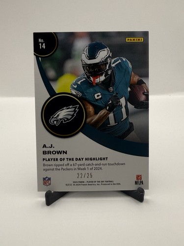 2024 Panini Player Of The Day - A.J. Brown Purple /25 #14 - Picture 8 of 8