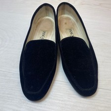 Pancaldi Womens 7.5B Loafers Smoking Slippers Velvet Black Italy Dressy Classic