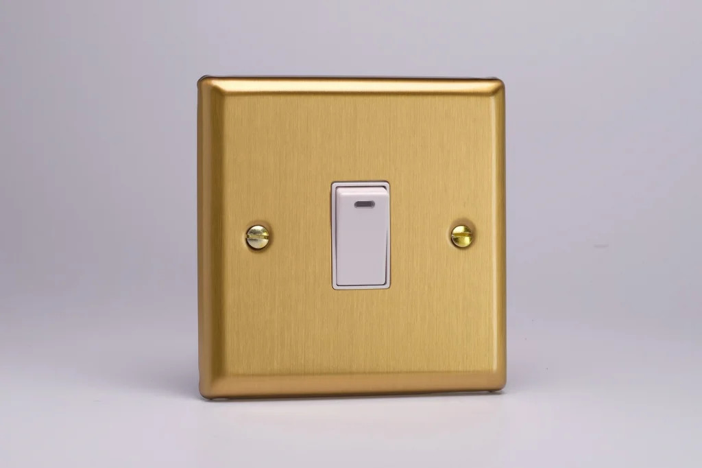 Switch Brass 20A + Neon Classic Brushed White Insert Varilight XB20NW
