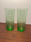 vintage anchor hocking drinking glasses green ribbed set of 2