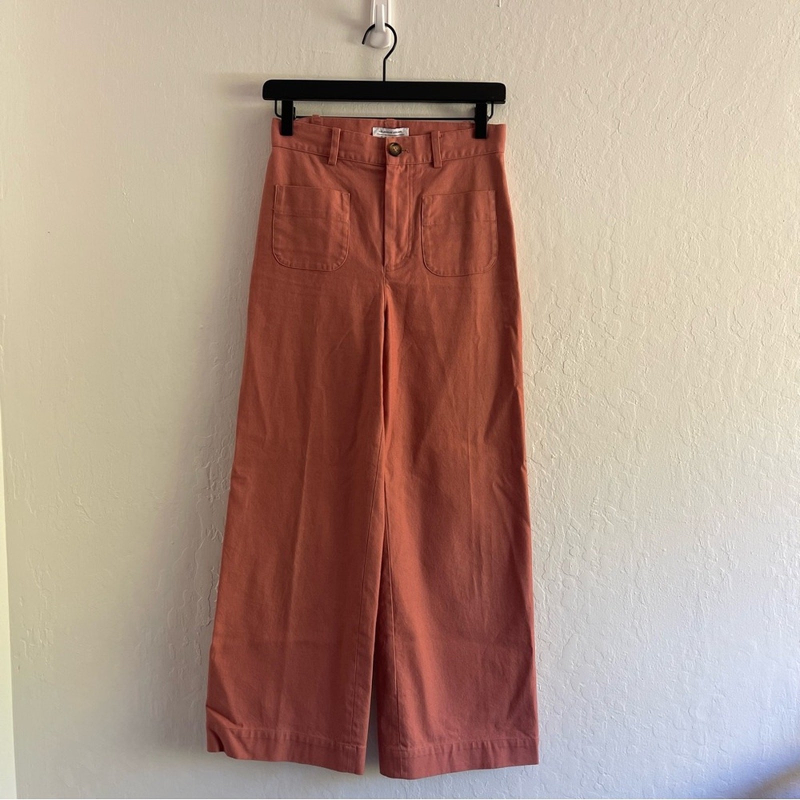 ALTRA & Other Stories Pantalone Tasca Toppa Gamba Larga Alta Colore Ruggine Chiaro Taglia 4