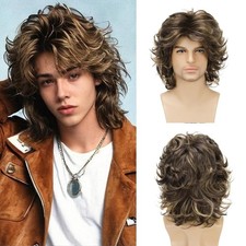Mens 14in Long Brown with Blonde Highlights W...