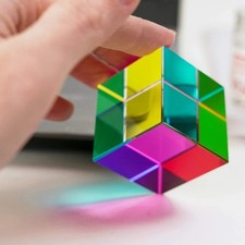 1PC Modern Acrylic Prism Cube for Desk Display Color Spectrum Office Decor