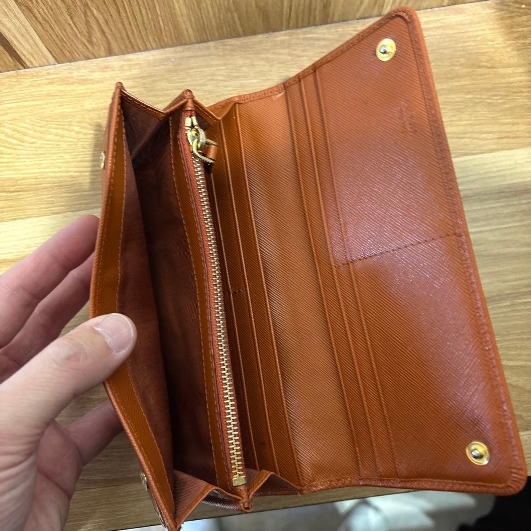 PRADA 1M1132 Saffiano Leather Long Wallet RAME Orange 19x9cm With Box Guarantee thumbnail 11