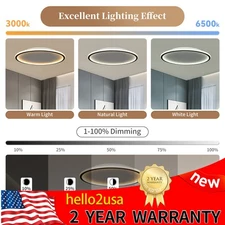 22'' Modern Dimmable Flush Mount Ceiling Light Fixture Panel Light LED & Remote