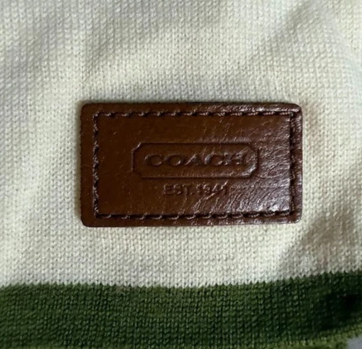 Bufanda Coach Para Hombre Verde Blanco Lana Merino Cálida Invierno Nueva Foto 4 de 4