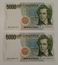 #20. Banconote 5000 lire CONSECUTIVE.