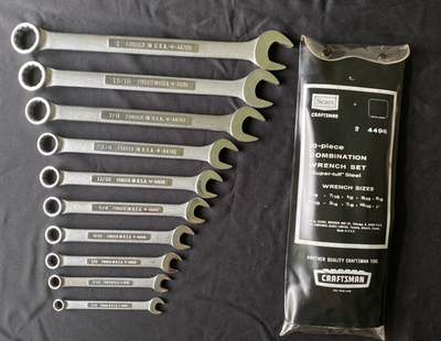 #ad #ad Vintage Craftsman 10 Pc SAE V Series Combination Wrench Set 4496 USA Near Mint $49.95
