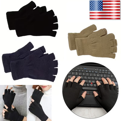 Unisex Fingerless Gloves Winter Knit Gloves Touch Screen Warm Typing Gloves