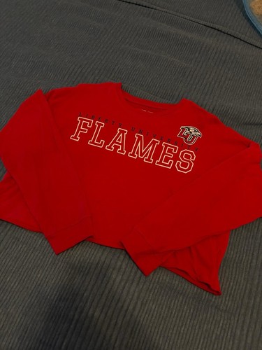 liberty university Flames Women Crop Sweatshirt Rusell Size S - Picture 2 of 4