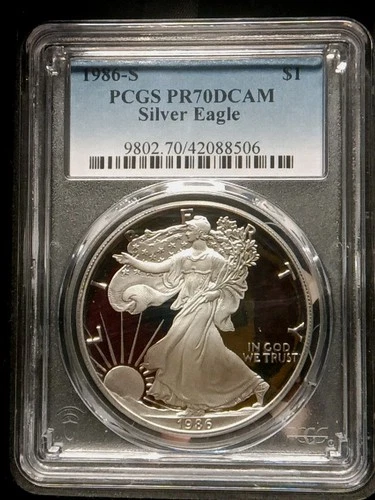 1986 S - Proof Silver American Eagle - PCGS PR 70 DCAM First Year Of Issue
