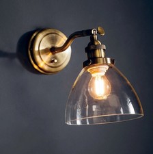 Endon Lighting Hansen Wall Light in Antique Brass and Clear Glass Shade