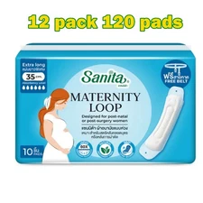 12x120 pads Free Belt sanitary Towels Pack Looped Extra Long 35 cm